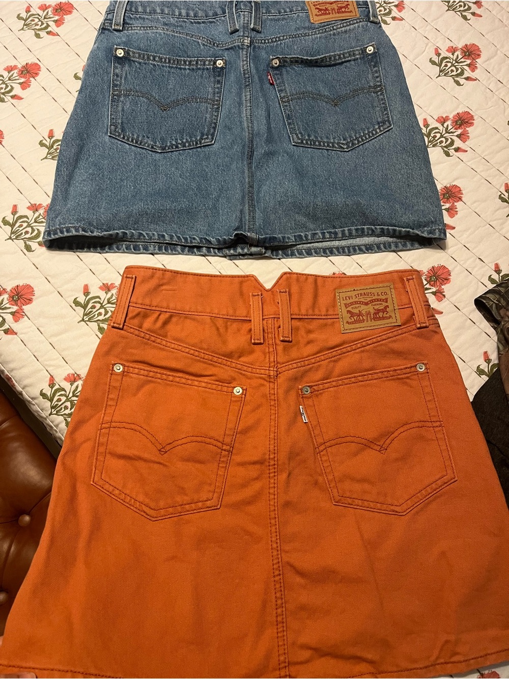 Levi's Orange Denim Skirt & Blue Denim Skirt - Pair size 28